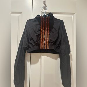 LF The Brand Cropped Windbreaker Jacket | Full Zipper | Black & Orange